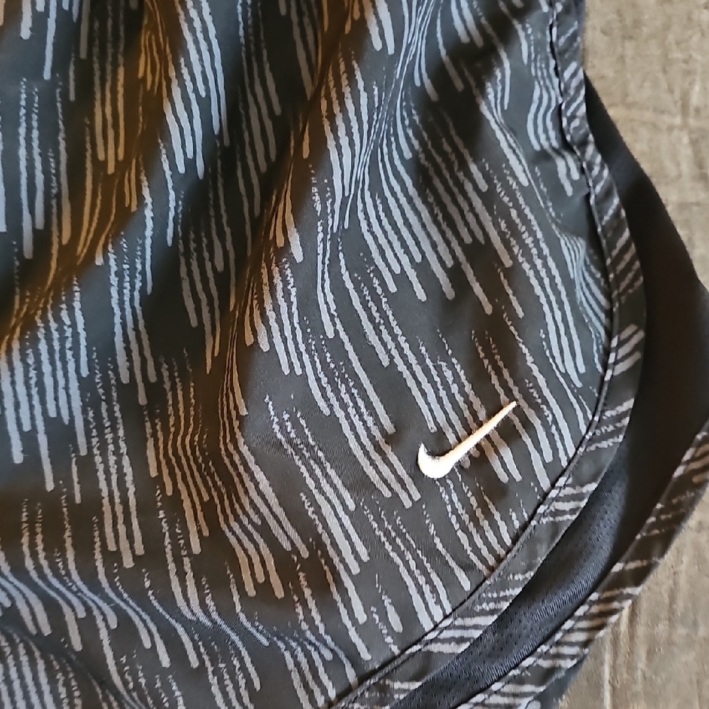 Nike Black Women's Athletic Running Shorts with White Dash Print - Picture 2 of 3
